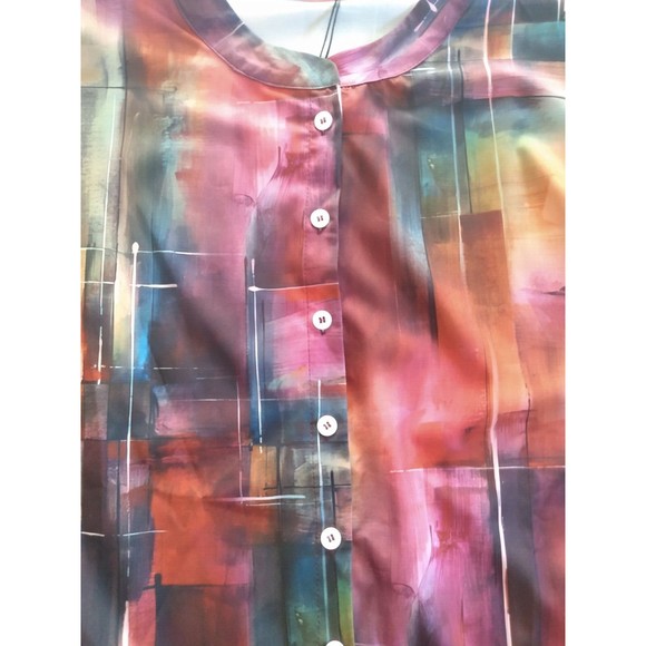 Noracora Women's Colorful Multicolor Blouse Top Shirt 3/4 Sleeve XXL NEW - Picture 4 of 13
